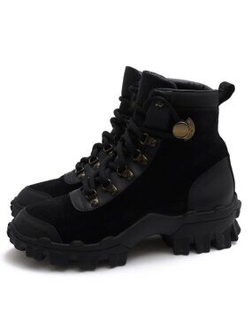 Moncler Mountain Boots Trekking Shoes Suede Leather Black Helis Ankle Hiking